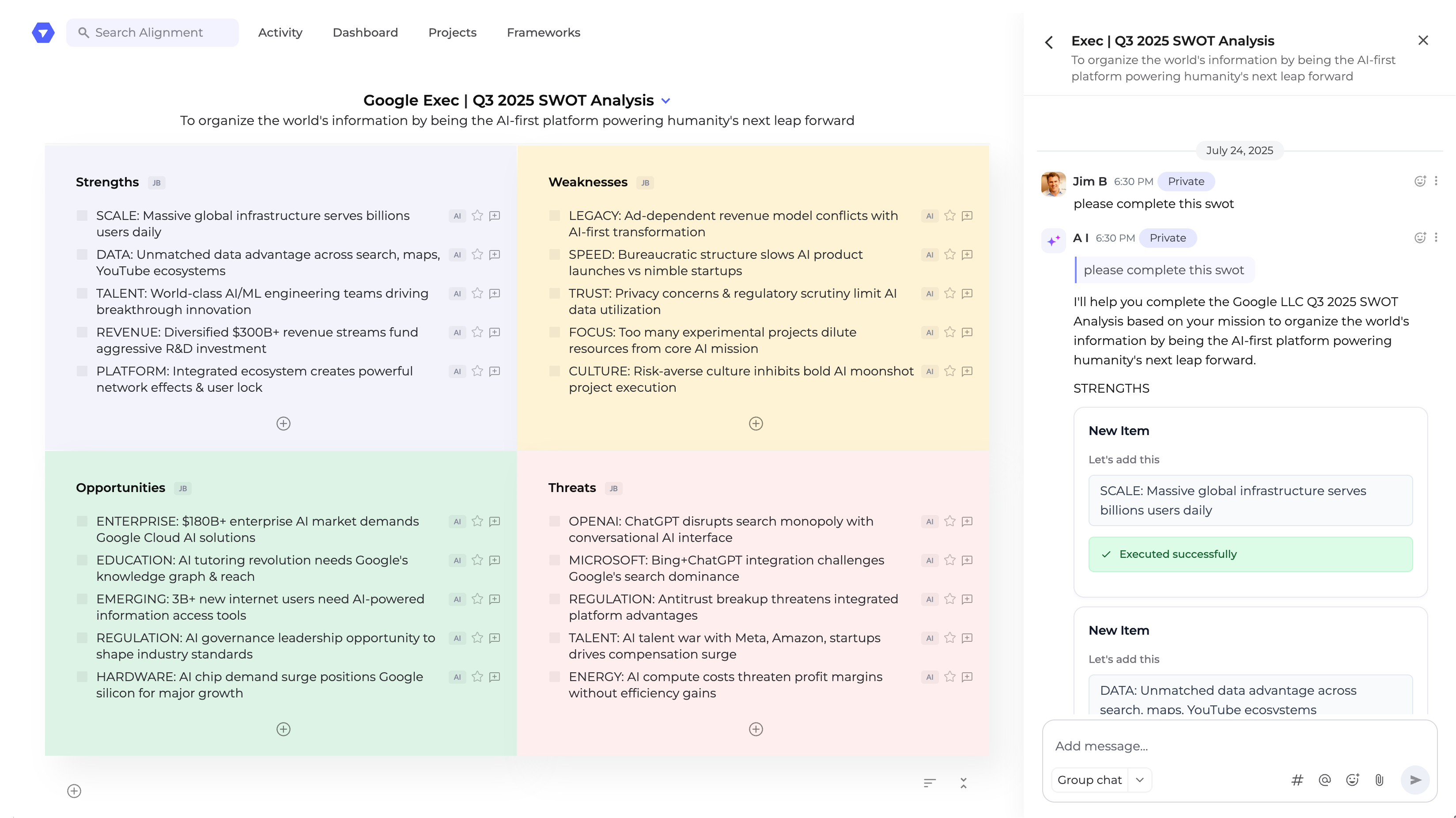 AI SWOT Analysis Example